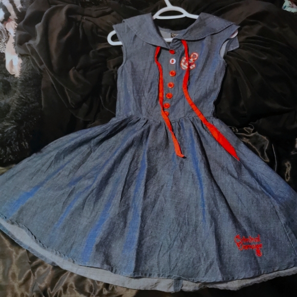 Criminal Damage sailor denim dress S (damaged) - Picture 1 of 3